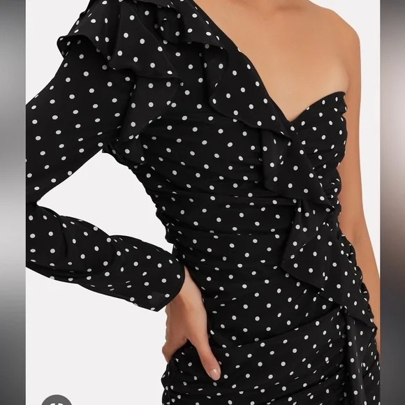 Veronica Beard Leona One Shoulder Polka Dot Dress - Picture 8 of 9